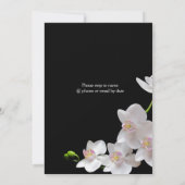 黒の背景に白とピンクの蘭の花 - 結婚式/記念日/誕生日などのお祝い 招待状 (裏面)