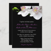 黒の背景に白とピンクの蘭の花 - 結婚式/記念日/誕生日/その他各種お祝い 招待状 (正面/裏面)