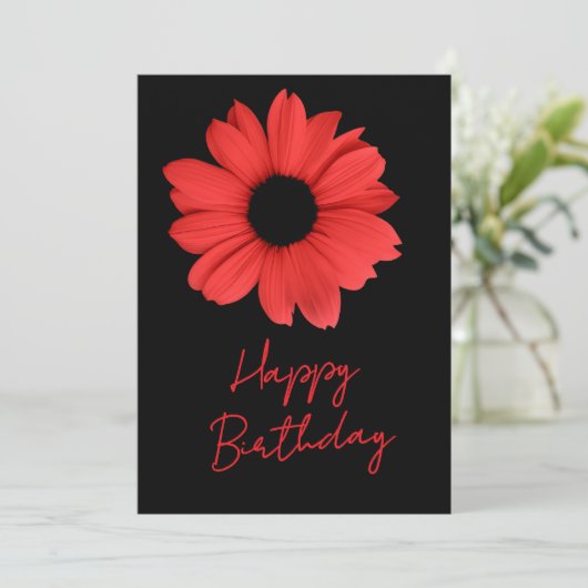 黒の背景に赤いデイジーと名前 シーズンカード (スタンド正面)