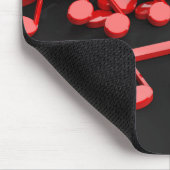 黒の背景に赤い音符 マウスパッド (コーナー)