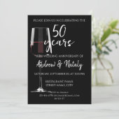 黒の背景に赤ワインのグラス 招待状 (スタンド正面)