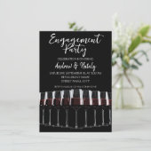 黒の背景に赤ワインの並んだワイングラス 招待状 (スタンド正面)