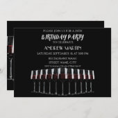 黒の背景に赤ワインの入ったワイングラスを並べたもの 招待状 (正面/裏面)