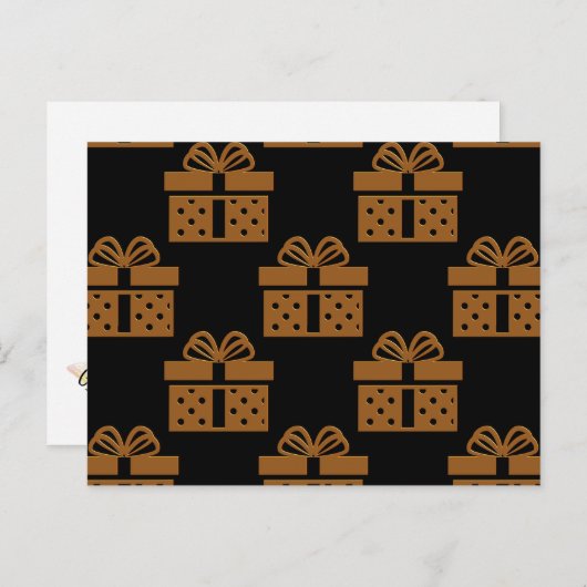 黒の背景に金のクリスマスギフト シーズンポストカード (正面/裏面)