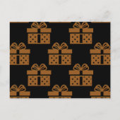 黒の背景に金のクリスマスギフト シーズンポストカード (正面)