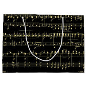 黒の背景に金の音楽 ラージペーパーバッグ (裏面)