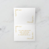 黒の背景に金色のバラの渦巻き 結婚式のお礼 サンキューカード (内部)