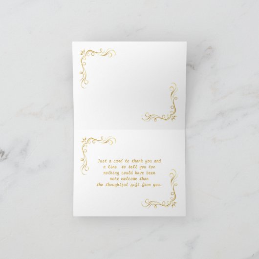 黒の背景に金色のバラの渦巻き 結婚式のお礼 サンキューカード (内部)