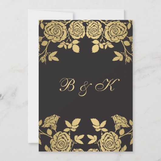 黒の背景に金色のバラ 60周年記念 招待状 (裏面)