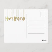 黒の背景に金色の美しい文字 お誕生日おめでとうございます ポストカード (裏面)