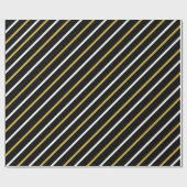 黒の背景に黒ストライプと白の文字 ラッピングペーパー (フラット)