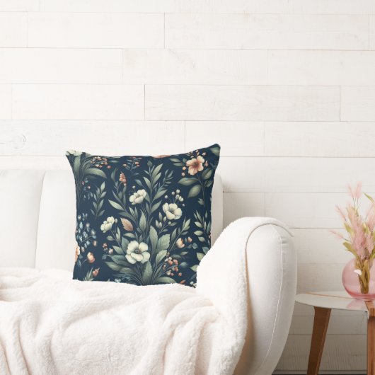 黒の背景フローラデザイン クッション (ソファ)