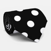 黒の背景水玉模様 ネクタイ (ロール)