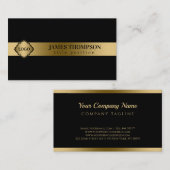 黒の背景金ゴールドストライプ 名刺 (正面/裏面)