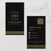 黒の背景金ゴールドストライプ 名刺 (正面/裏面)