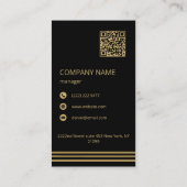 黒の背景金ゴールドストライプ 名刺 (裏面)