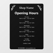 黒の背景 開店時間 窓用シール ウィンドウサイン (シート)