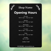 黒の背景 開店時間 窓用ステッカー ウィンドウサイン (シート3)