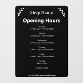 黒の背景 開店時間 窓用ステッカー ウィンドウサイン (シート)