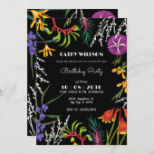 黒の花のようなトロピカルな自然 招待状 (正面/裏面)