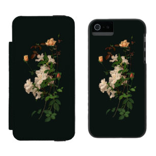 黒の花のヴィンテージのスプレー iPhone SE/5/5sウォレットケース