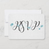 黒の花の付いたリネンへの返信 招待状 (正面)