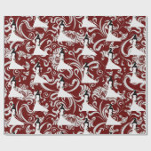 黒の花嫁シルエットレッドダマスクウェディング ラッピングペーパー (フラット)