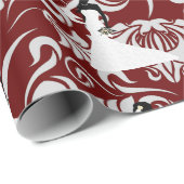 黒の花嫁シルエットレッドダマスクウェディング ラッピングペーパー (ロールコーナー)