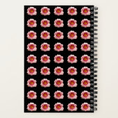 黒の花柄の上のピンクのヘメロカリス ノートブック (裏面)