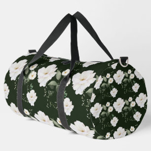 黒の花柄ギフトバッフルジムバッグの白いバラ ダッフルバッグ