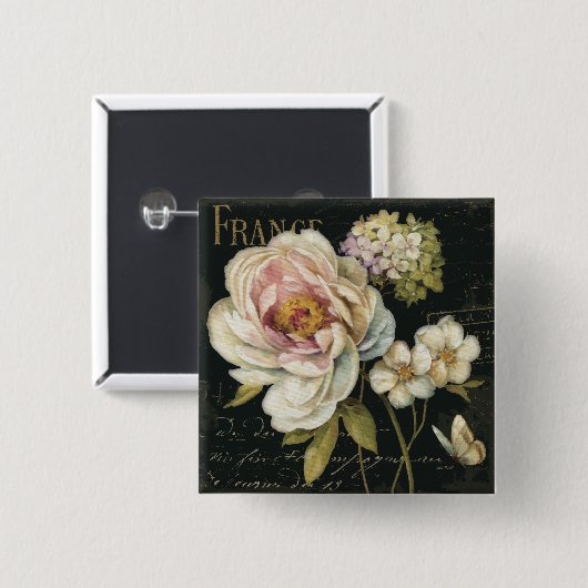 黒の花 缶バッジ (正面&裏面)