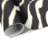 黒の茶と白のゼブラ印刷ギフトラップ ラッピングペーパー (ロールコーナー)