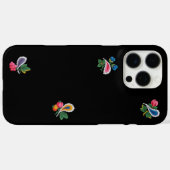 黒の華やかな花と葉とペイズリー Case-Mate iPhoneケース (裏面 (横))