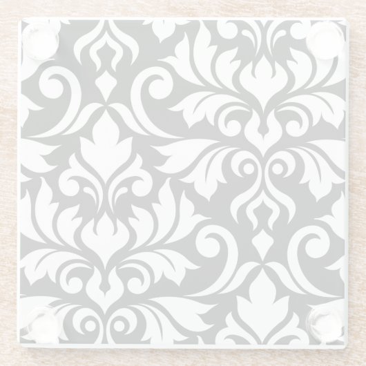 黒の華麗さのダマスク織の芸術Iの白 ガラスコースター (裏面)