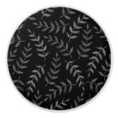 黒の葉グレイのパターン セラミックノブ (正面)