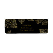 黒の葉ラベルの金ゴールドエレガント