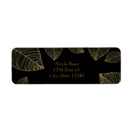 黒の葉ラベルの金ゴールドエレガント ラベル