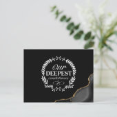 黒の葉書での深い哀悼の意 ポストカード (スタンド正面)