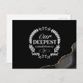黒の葉書での深い哀悼の意 ポストカード (正面/裏面)