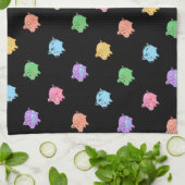 黒の虹のブタパターン キッチンタオル (折り畳み)