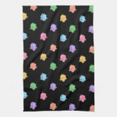 黒の虹のブタパターン キッチンタオル (縦)