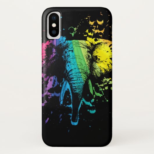 黒の虹のブルエレファント Case-Mate iPhoneケース (裏面)