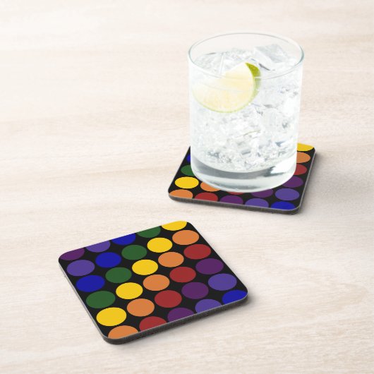 黒の虹の水玉模様 コースター (右側)