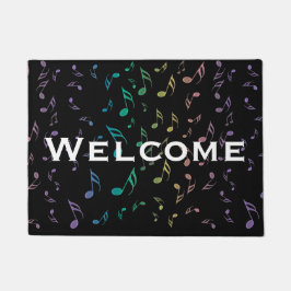 黒の虹音楽ノート ドアマット