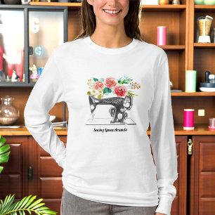 黒の裁縫マシンテーラーホワイト Tシャツ