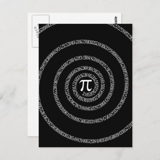 黒の装飾に螺旋状のπ ポストカード (正面/裏面)