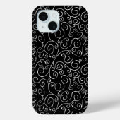 黒の装飾白スクロール曲線 Case-Mate iPhoneケース (裏面)