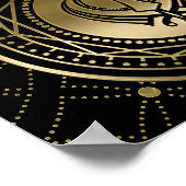 黒の装飾Khandaシンボル金ゴールド ポスター (角)