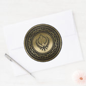 黒の装飾Khandaシンボル金ゴールド ラウンドシール (封筒)