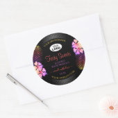 黒の製品ラベル カラフルなハワイアンの花 ロゴ ラウンドシール (封筒)